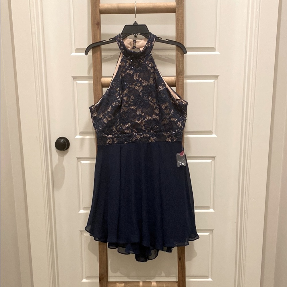 B. Smart Beige and Navy Dress